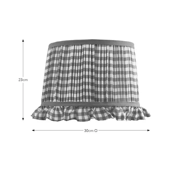 Drum Lamp Shade with Frills - Red, Polyester