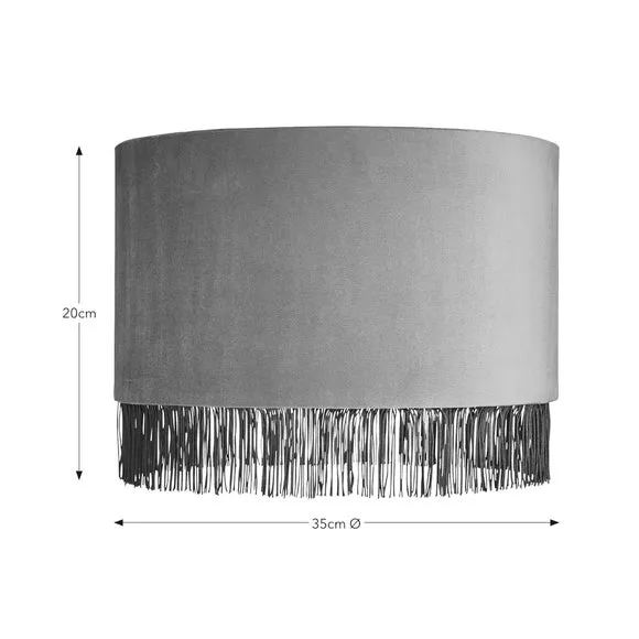 Drum Lamp Shade with Fringe - Burnt Orange, Velvet