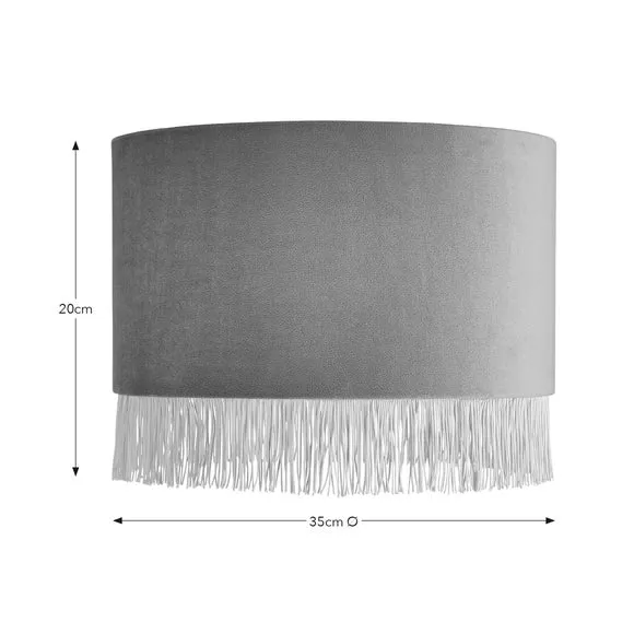 Drum Lamp Shade with Fringe - Pink, Velvet