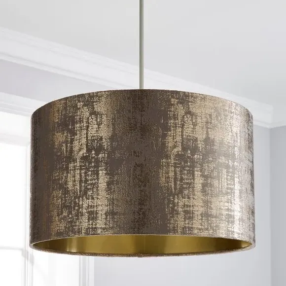 Drum Lamp Shade with Metallic Inner - Silver, Velour