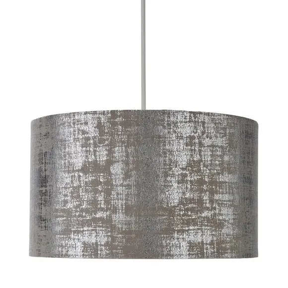 Drum Lamp Shade with Metallic Inner - Silver, Velour