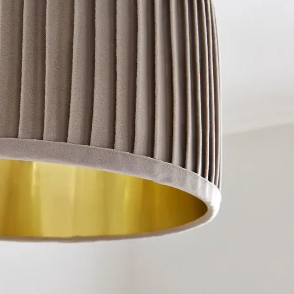 Drum Lamp Shade with Pleated Design - Natural, Velvet