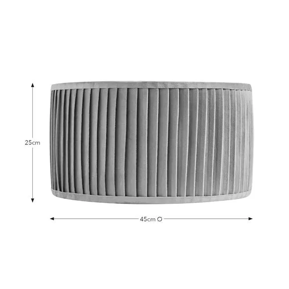 Drum Lamp Shade with Pleated Design - Natural, Velvet