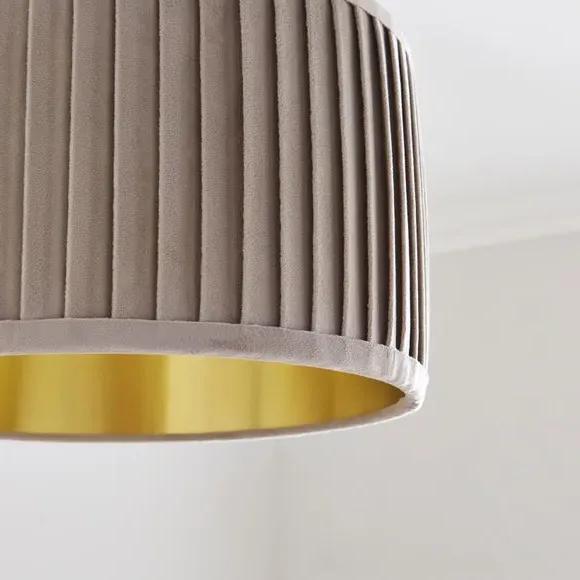 Drum Lamp Shade with Pleated Design - Natural, Velvet