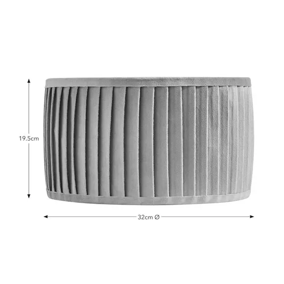 Drum Lamp Shade with Pleated Design - Natural, Velvet
