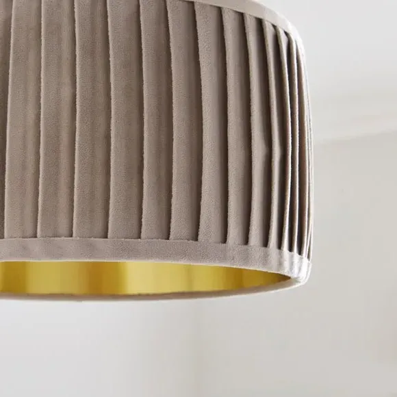 Drum Lamp Shade with Pleated Design - Natural, Velvet