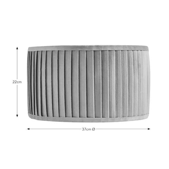 Drum Lamp Shade with Pleated Design - Natural, Velvet