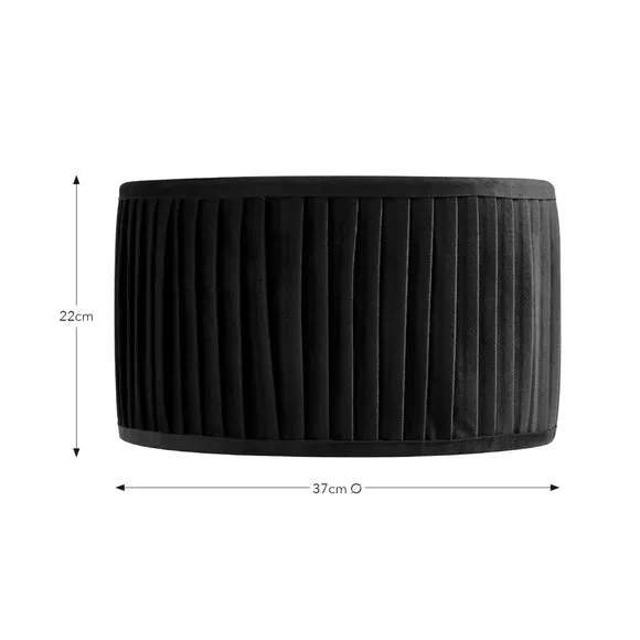 Drum Lamp Shade with Pleated Design - Navy, Velvet