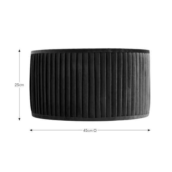 Drum Lamp Shade with Pleated Design - Navy, Velvet