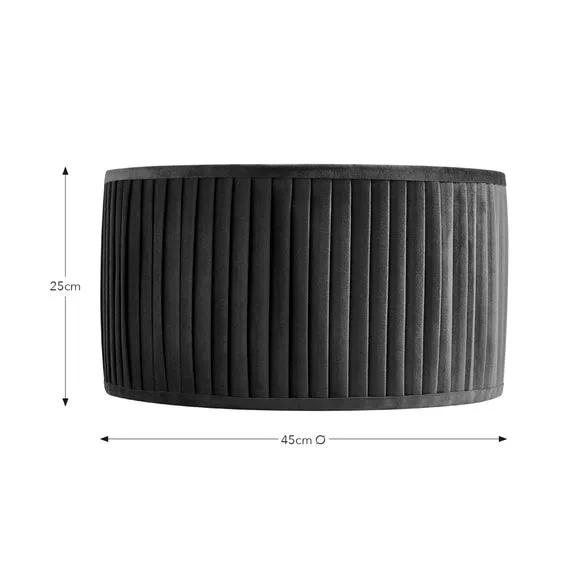 Drum Lamp Shade with Pleated Design - Olive, Velvet