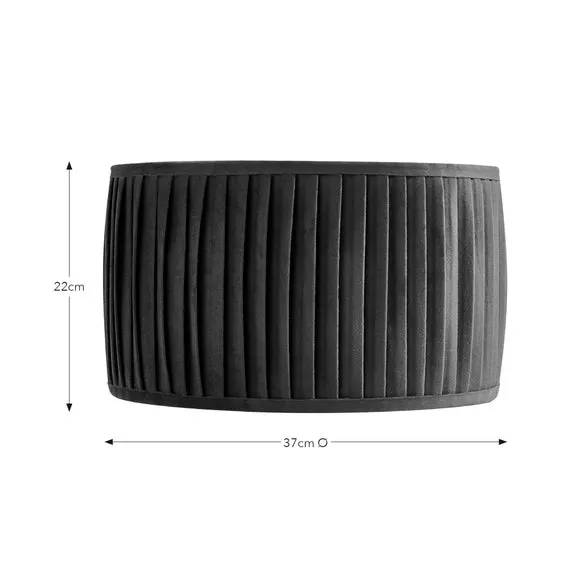 Drum Lamp Shade with Pleated Design - Olive, Velvet
