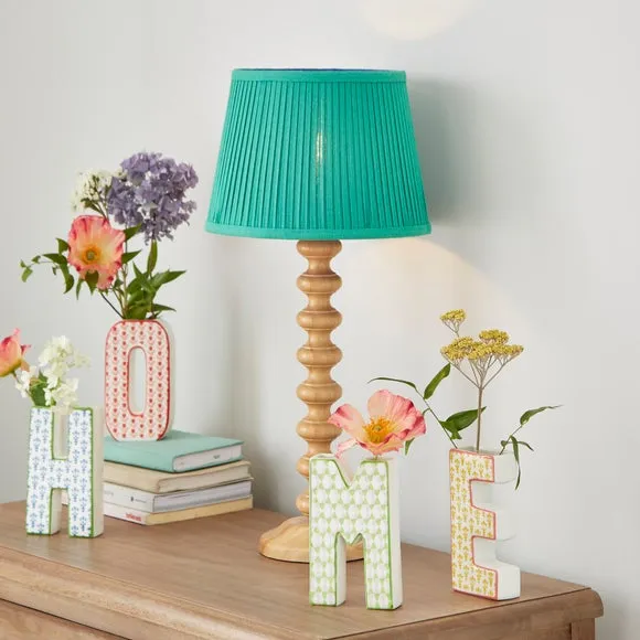 Drum Lamp Shade with Pleated Detail - Aqua
