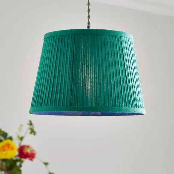 Drum Lamp Shade with Pleated Detail - Aqua image