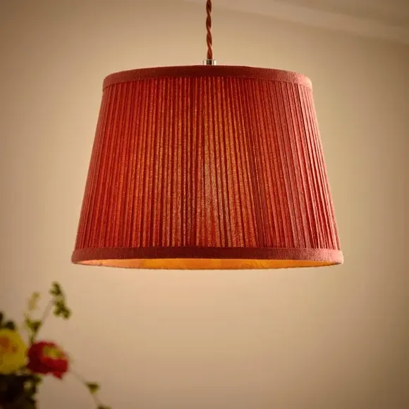 Drum Lamp Shade with Pleated Detail - Fuschia