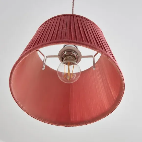 Drum Lamp Shade with Pleated Detail - Fuschia