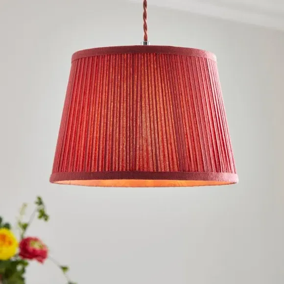 Drum Lamp Shade with Pleated Detail - Fuschia