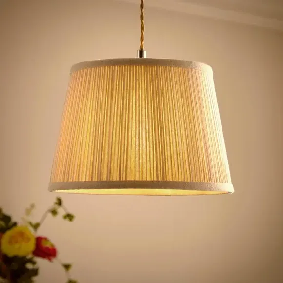 Drum Lamp Shade with Pleated Detail - Ivory