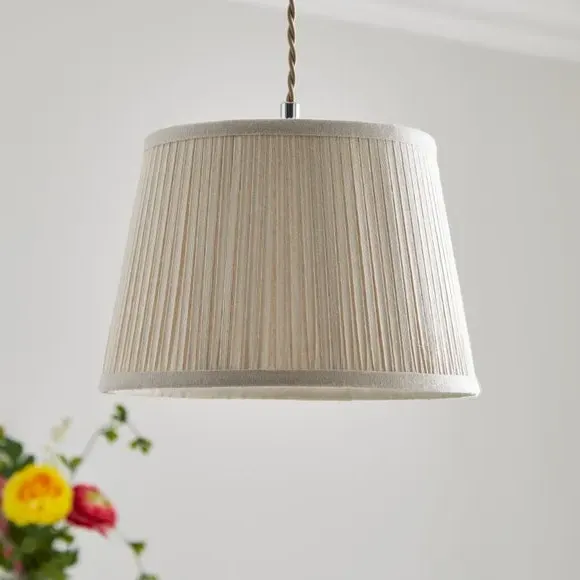 Drum Lamp Shade with Pleated Detail - Ivory