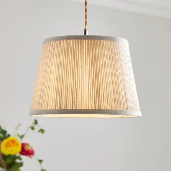Drum Lamp Shade with Pleated Detail - Ivory