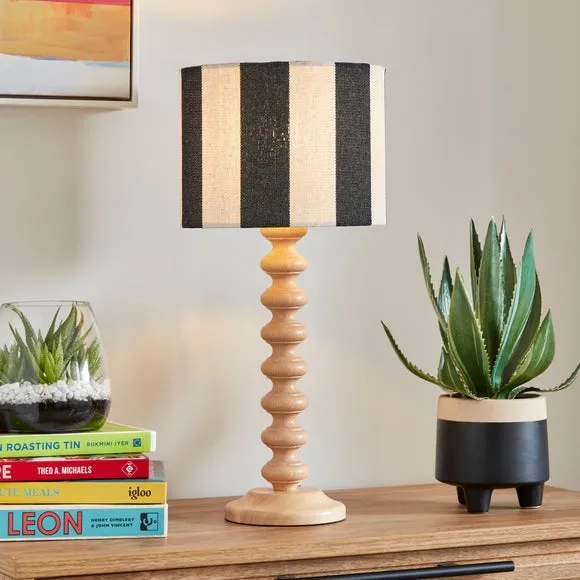 Drum Lamp Shade with Stripes - Black, Fabric