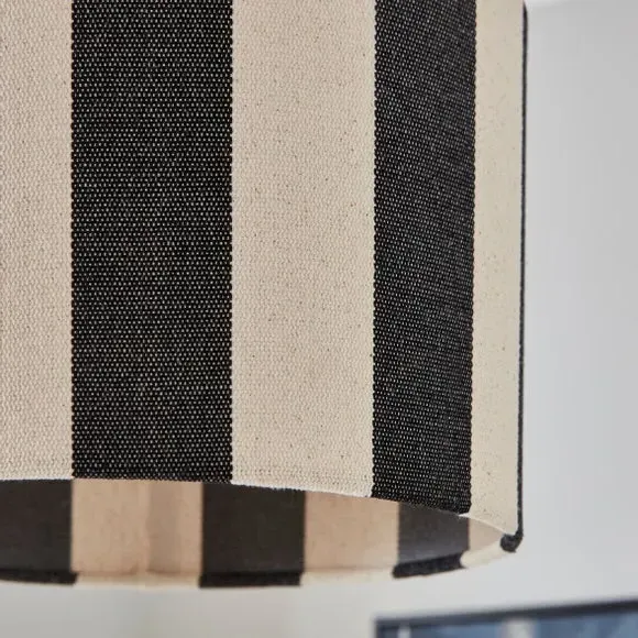Drum Lamp Shade with Stripes - Black, Fabric