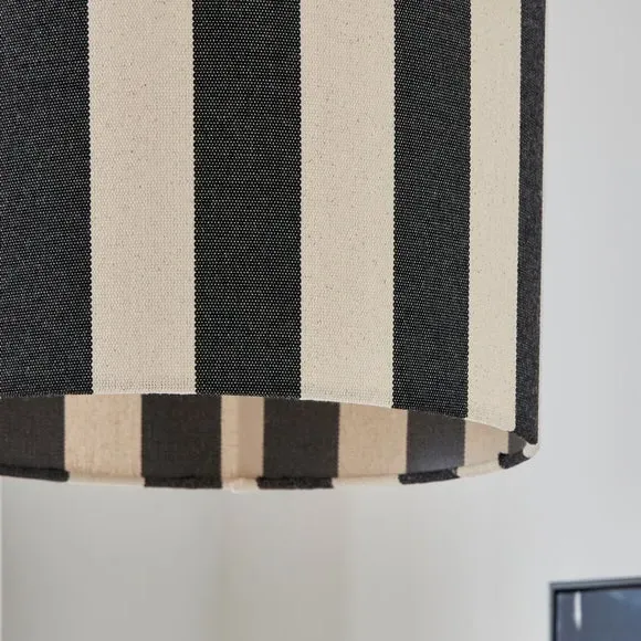 Drum Lamp Shade with Stripes - Black, Fabric