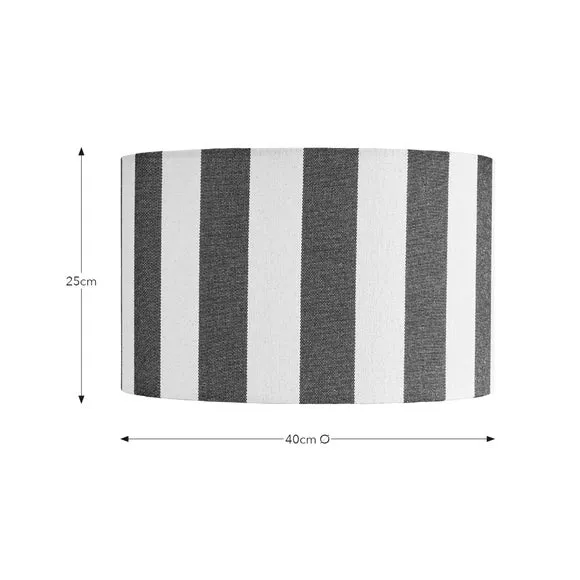 Drum Lamp Shade with Stripes - Black, Fabric