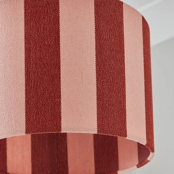 Drum Lamp Shade with Stripes - Dark Pink, Fabric
