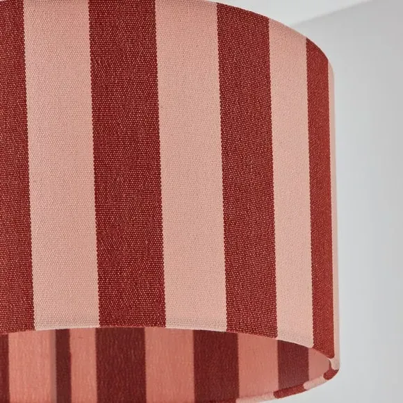 Drum Lamp Shade with Stripes - Dark Pink, Fabric