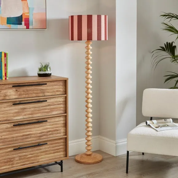 Drum Lamp Shade with Stripes - Dark Pink, Fabric