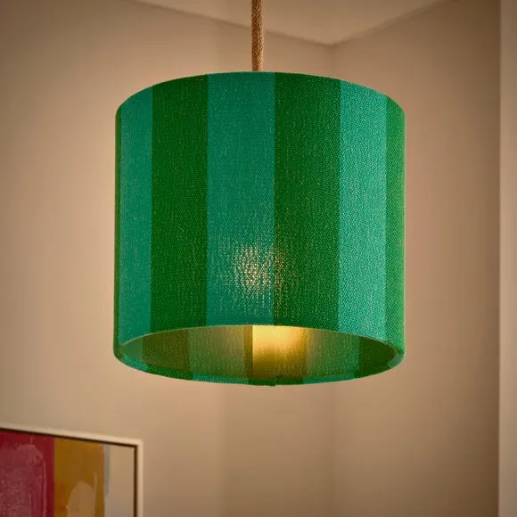 Drum Lamp Shade with Stripes - Emerald, Fabric