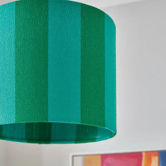 Drum Lamp Shade with Stripes - Emerald, Fabric
