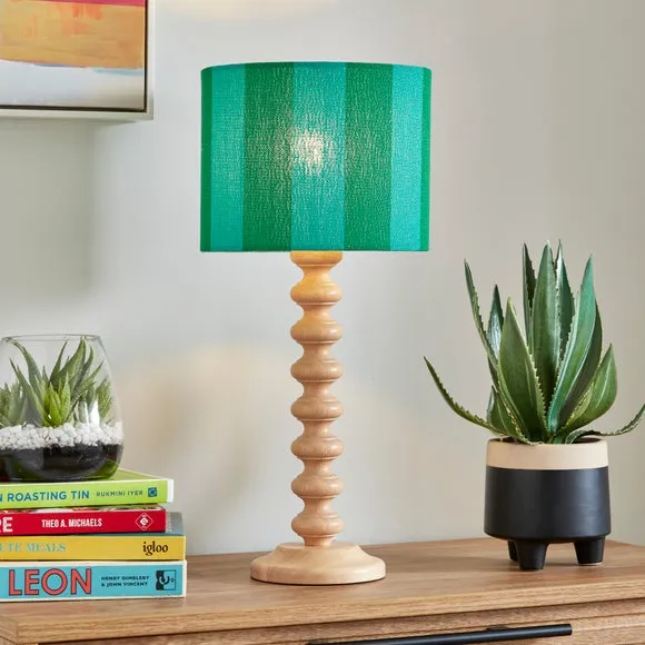 Drum Lamp Shade with Stripes - Emerald, Fabric
