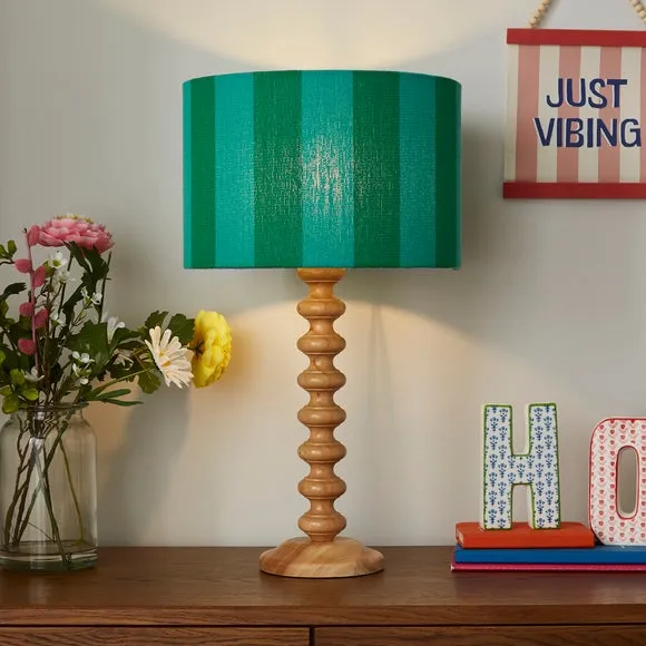 Drum Lamp Shade with Stripes - Emerald, Fabric