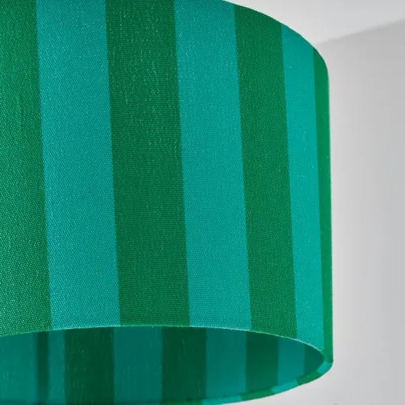 Drum Lamp Shade with Stripes - Emerald, Fabric