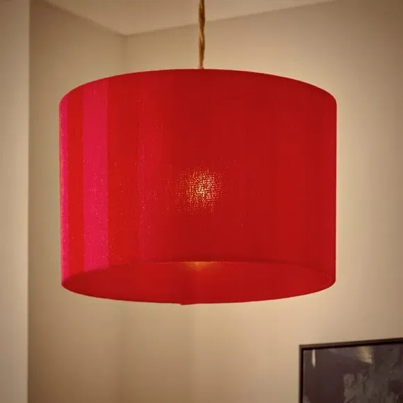 Drum Lamp Shade with Stripes - Magenta, Fabric