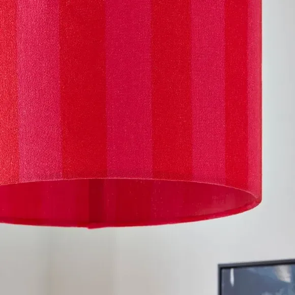 Drum Lamp Shade with Stripes - Magenta, Fabric
