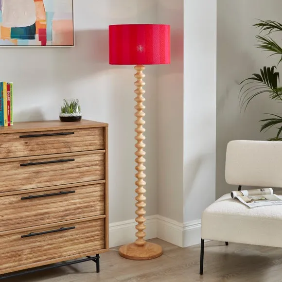 Drum Lamp Shade with Stripes - Magenta, Fabric