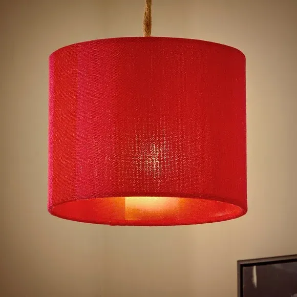 Drum Lamp Shade with Stripes - Magenta, Fabric
