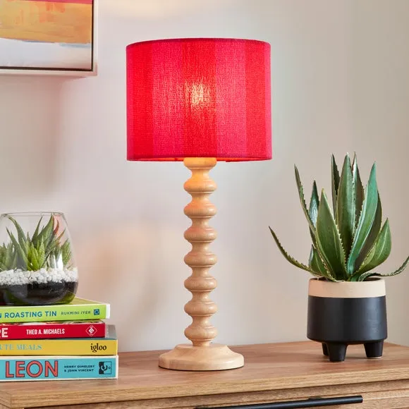 Drum Lamp Shade with Stripes - Magenta, Fabric