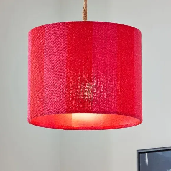 Drum Lamp Shade with Stripes - Magenta, Fabric