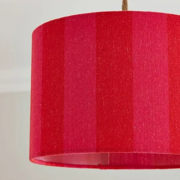 Drum Lamp Shade with Stripes - Magenta, Fabric