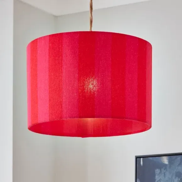 Drum Lamp Shade with Stripes - Magenta, Fabric
