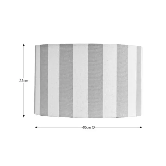 Drum Lamp Shade with Stripes - Natural, Fabric