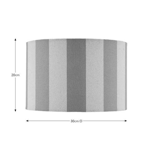 Drum Lamp Shade with Stripes - Natural, Fabric