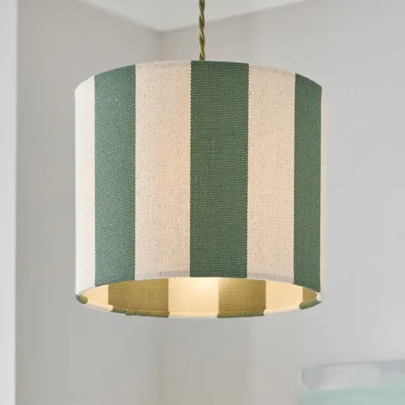 Drum Lamp Shade with Stripes - Olive, Fabric