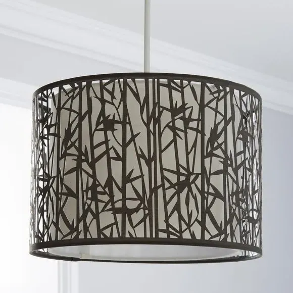 Drum Pendant Shade Easy Fit - Grey, Bamboo