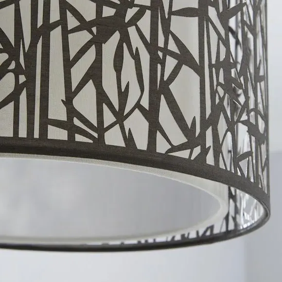 Drum Pendant Shade Easy Fit - Grey, Bamboo