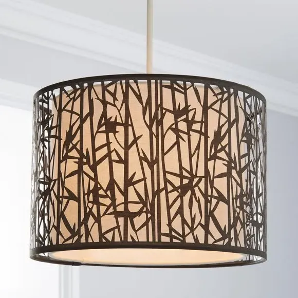 Drum Pendant Shade Easy Fit - Grey, Bamboo image