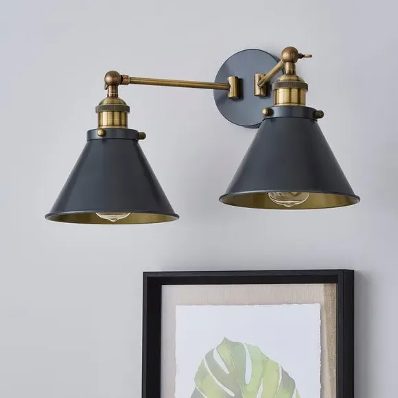 Dual Wall Light - Grey, Metal